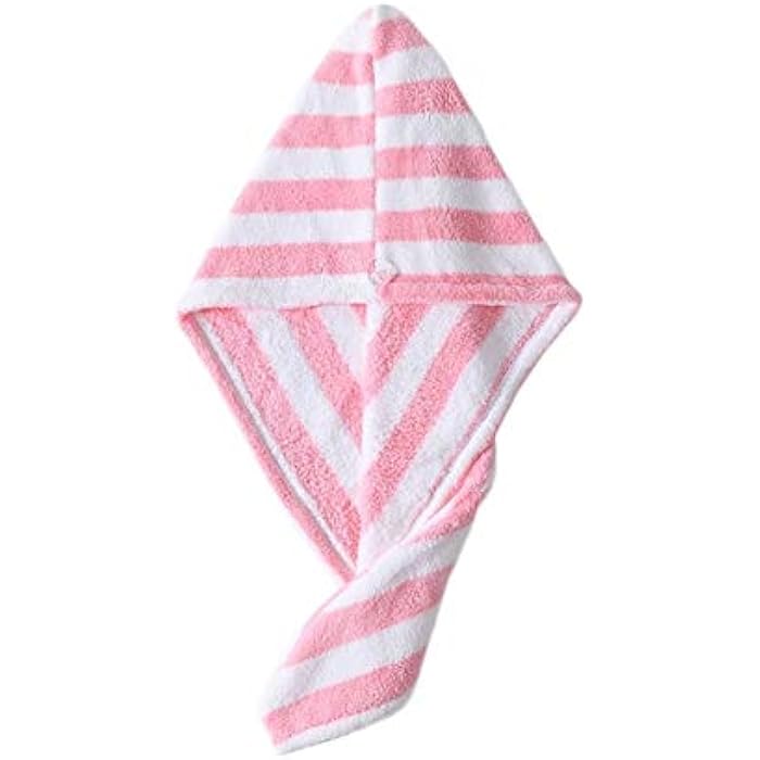 WFAR Instant Quick Dry Hair Towel Wrapped Kuaisuganfa Bathroom Hood Shower Hood for Long Hair for Women (Color: Pink White) - Image 1